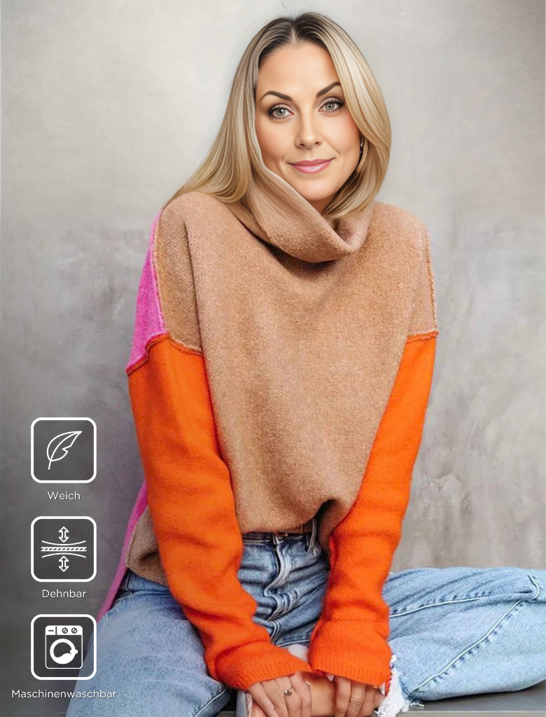 Indrukwekkende color block gebreide trui — afbeelding 15