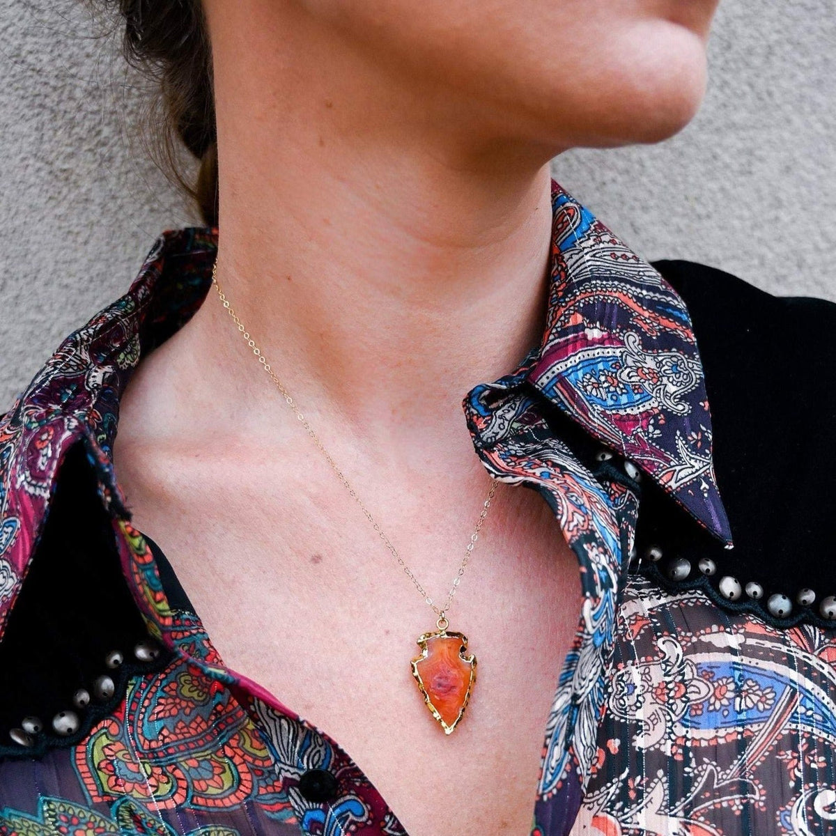 Natuurlijke kristal carnelian pijlpunt halsketting