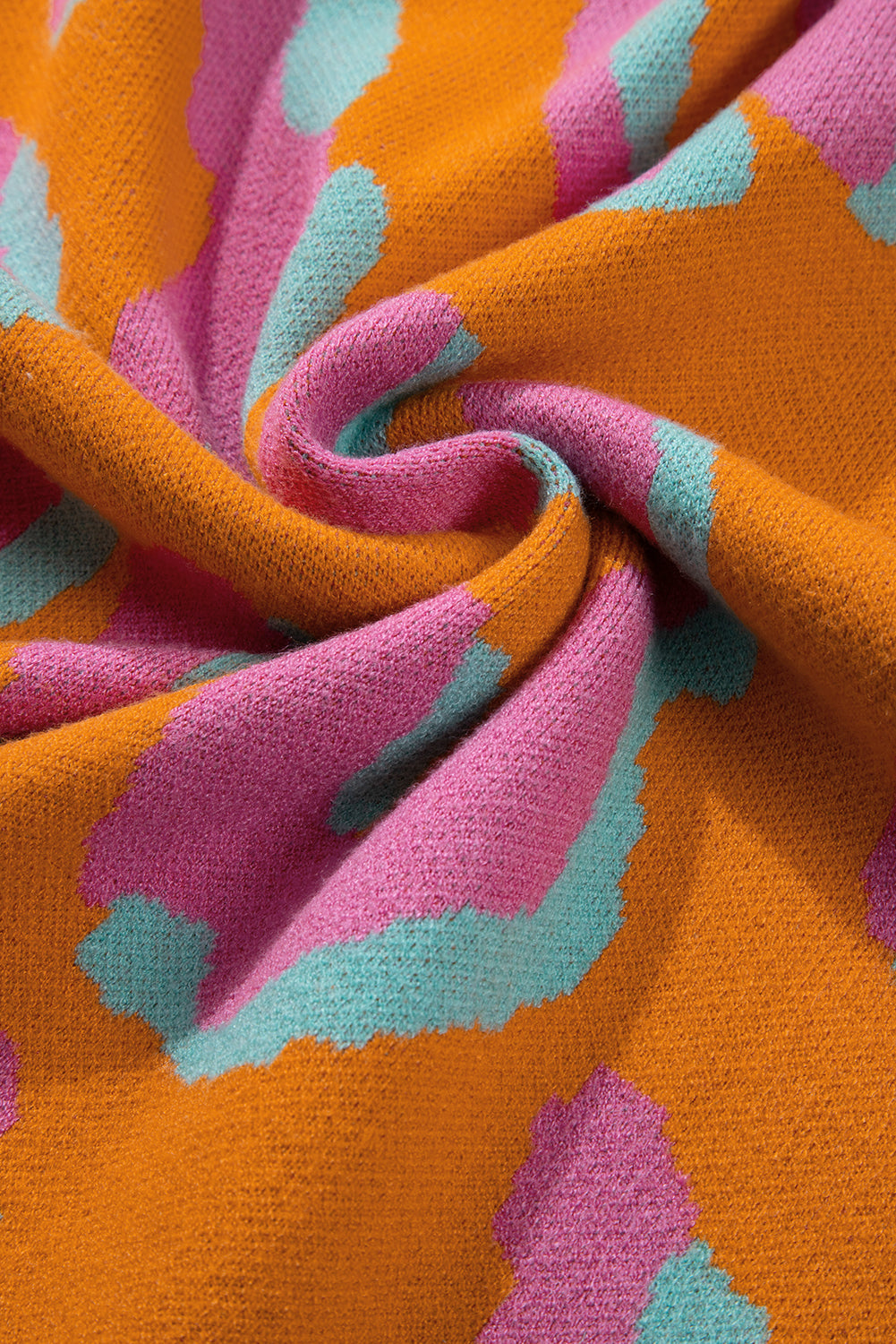 Damestrui met colorblock luipaardprint en ronde hals