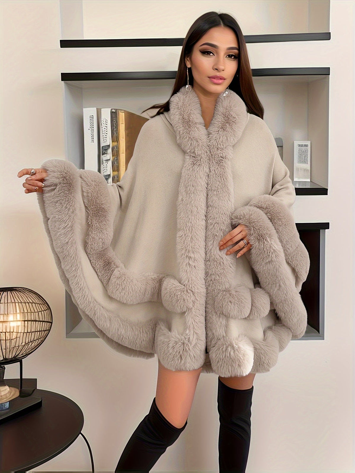 Oversized furry cape jas voor vrouwen — afbeelding 3