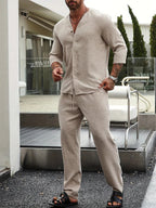Beige linnen heren outfit