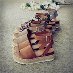 Dames plateau espadrille sandalen met sleehak & bandjes