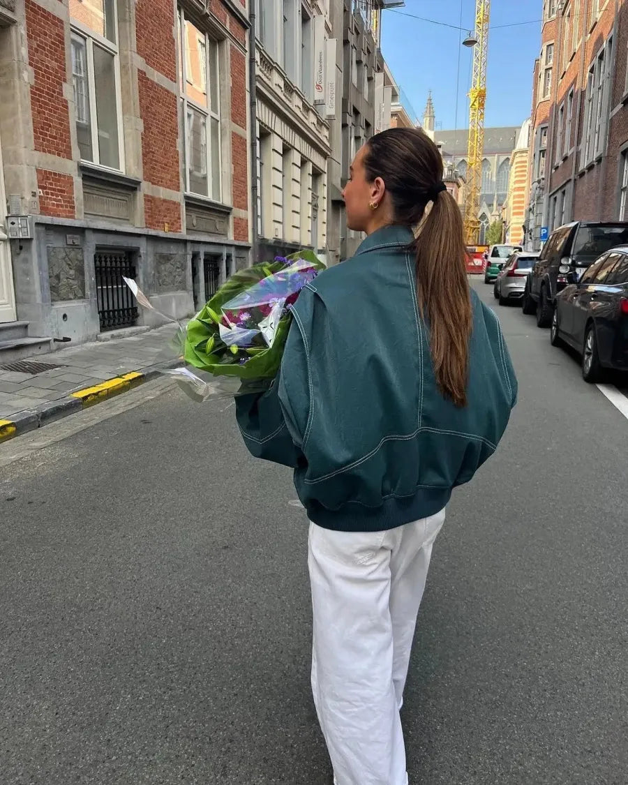 Oversized leren damesjas
