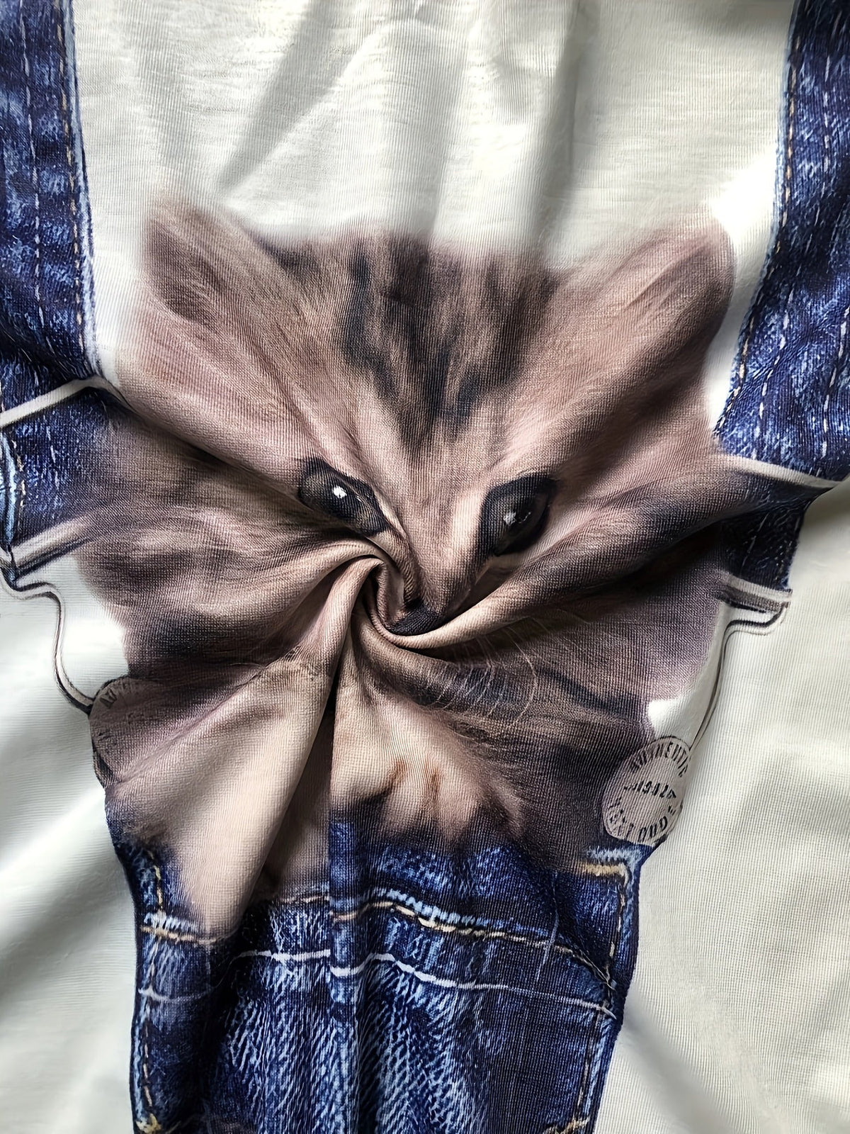 T-shirt met kattenprint en trendy kleurblokdetails