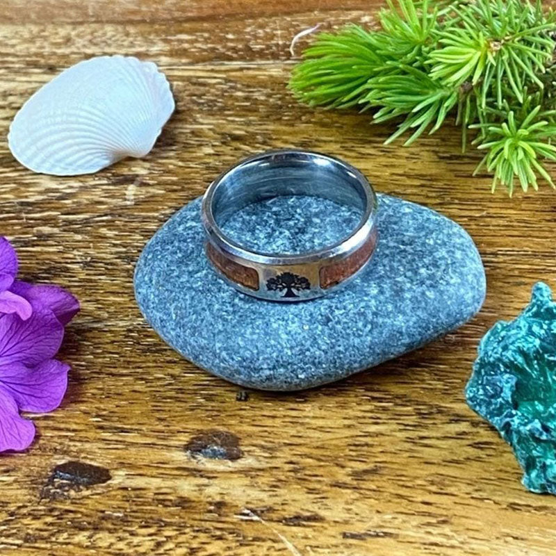 Levensboom ring van RVS voor dames