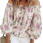 Off-Shoulder bloemenblouse met ruches