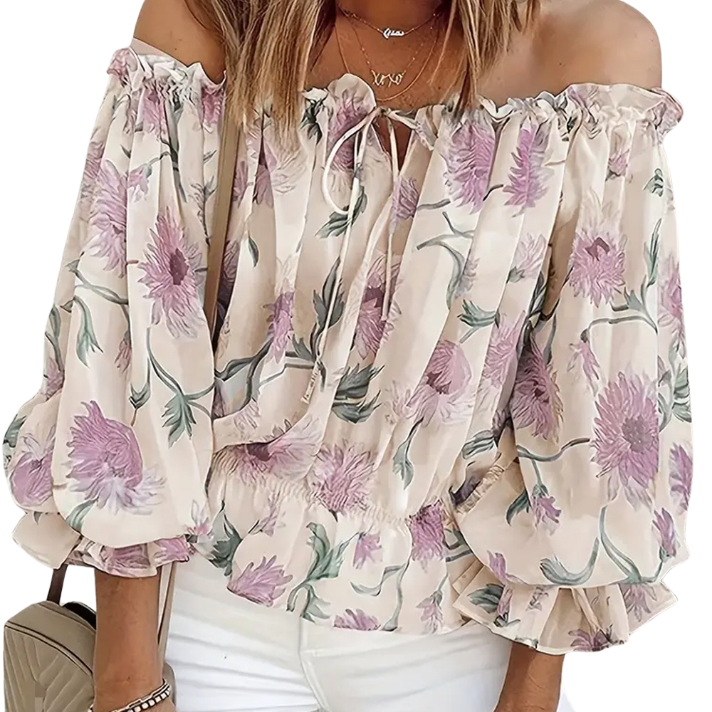 Off-Shoulder bloemenblouse met ruches