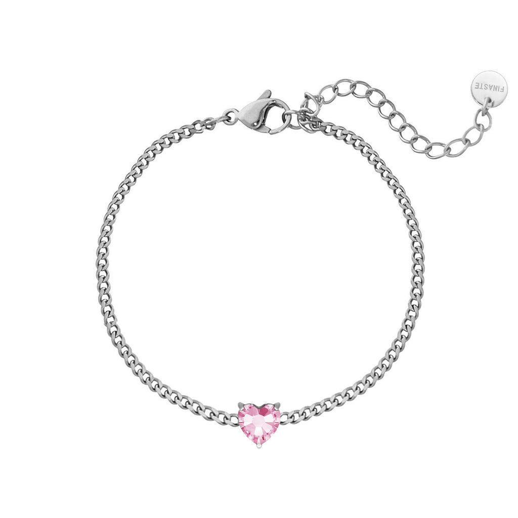 Geboortesteenarmband met hartvorm