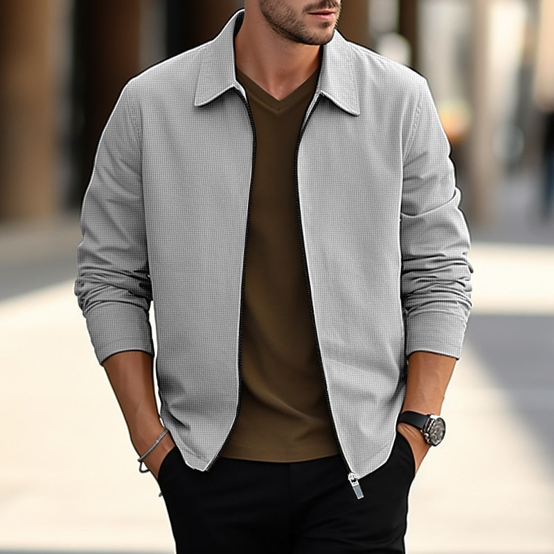 Licht overshirt met structuur en reverskraag