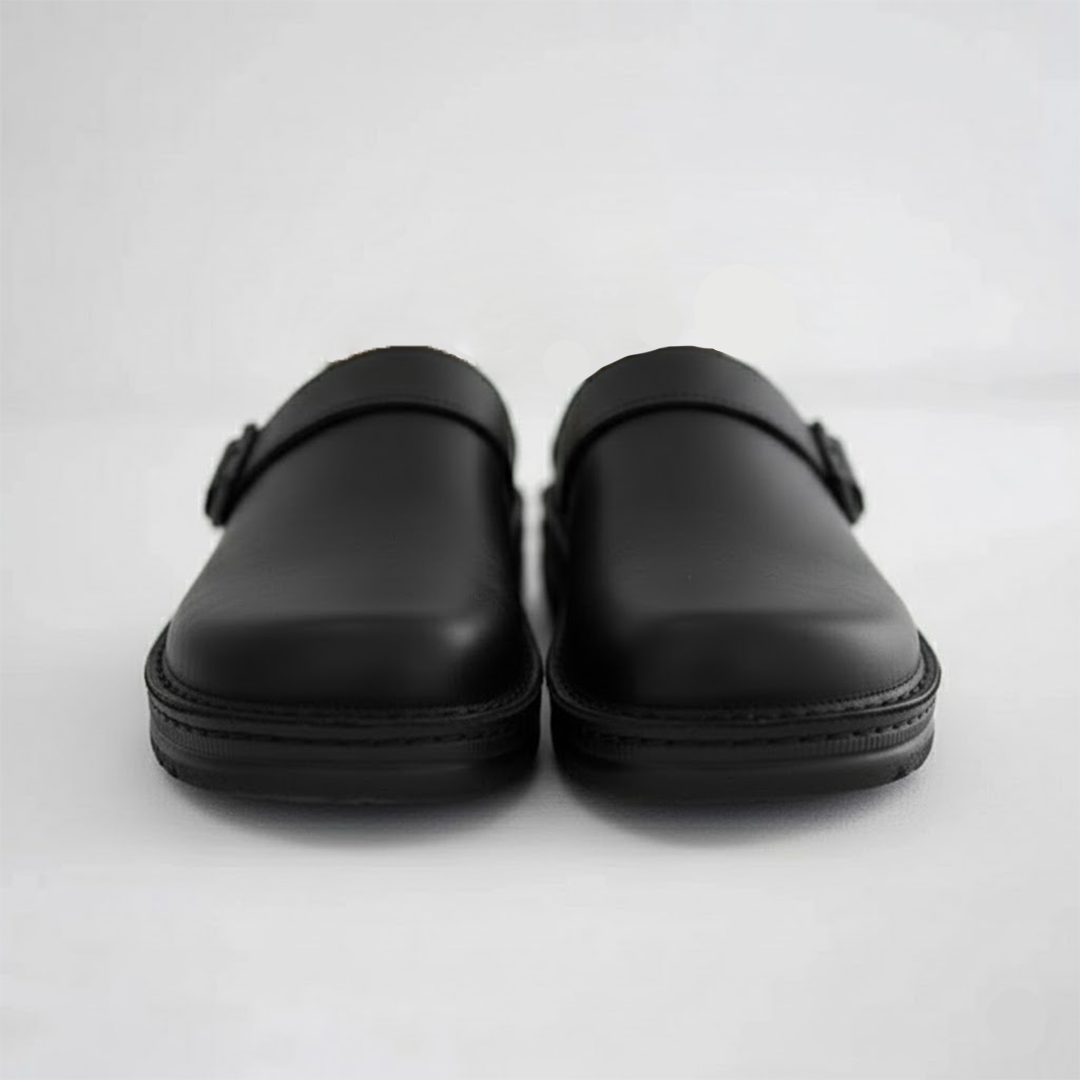 Leren herenklompen met dempend voetbed