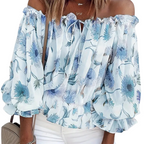 Off-Shoulder bloemenblouse met ruches — afbeelding 17