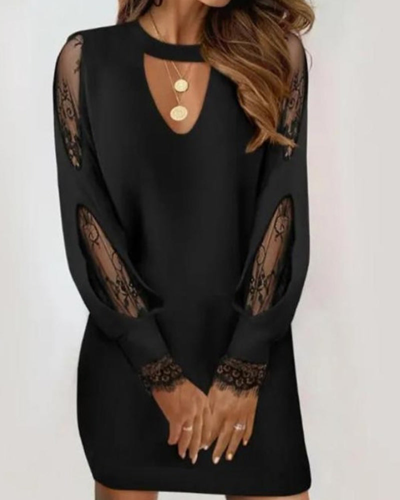 Zwarte bodycon jurk met netstof en V-hals