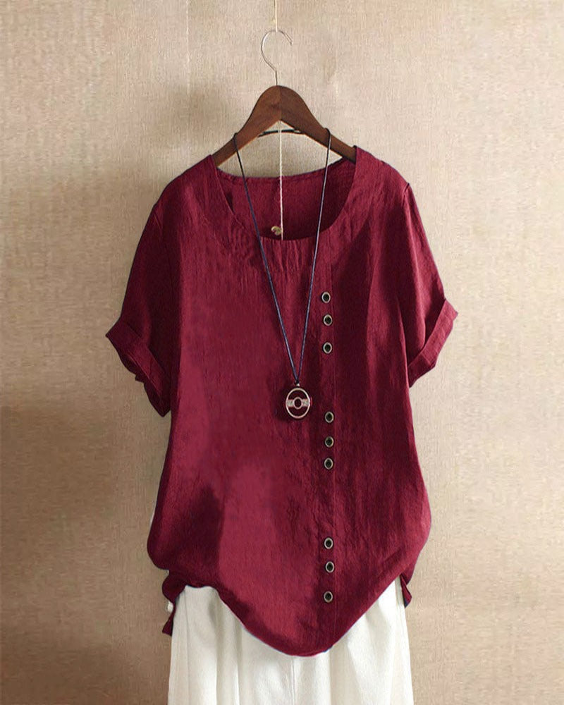 Casual korte mouw blouse met ronde hals — afbeelding 21