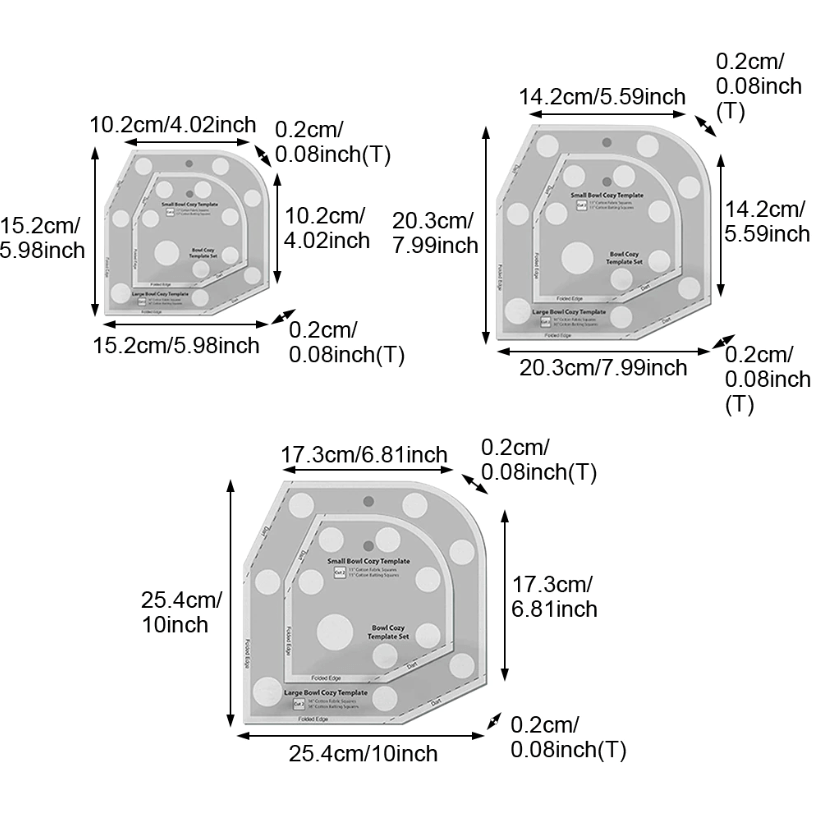 Bowl cozy sjabloon snij liniaal set