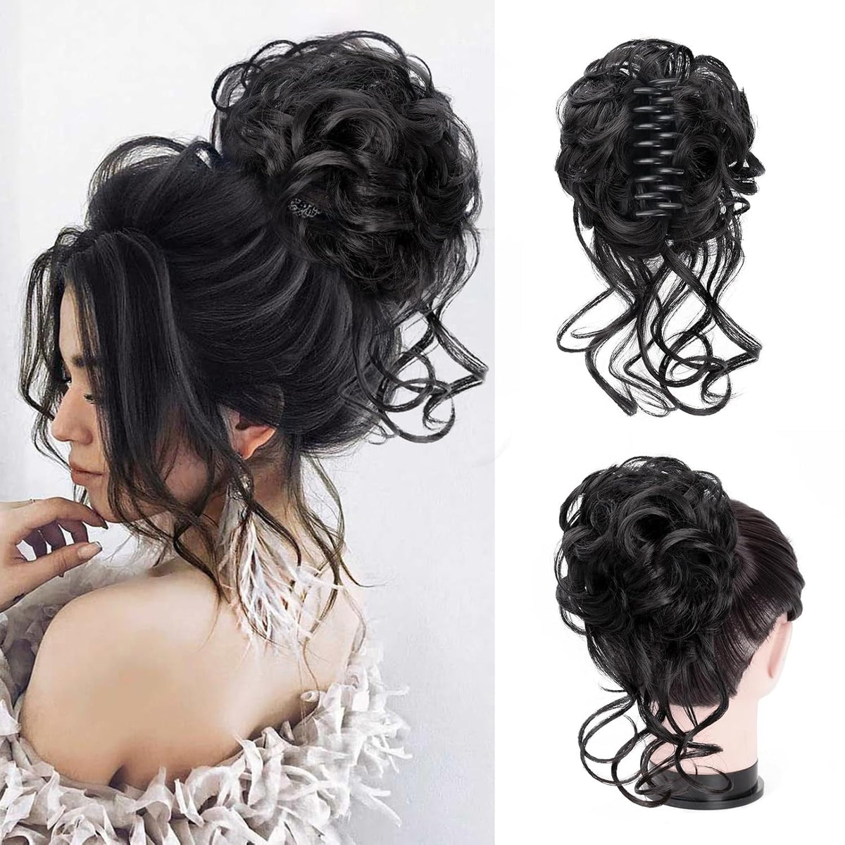 Klem met hairextension voor golvende knot