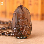 Natuurlijke obsidiaan boeddha amulet ketting
