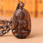 Natuurlijke obsidiaan boeddha amulet ketting