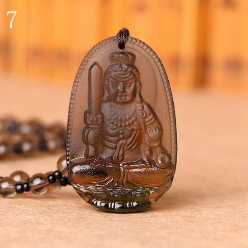 Natuurlijke obsidiaan boeddha amulet ketting