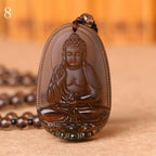 Natuurlijke obsidiaan boeddha amulet ketting