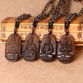 Natuurlijke obsidiaan boeddha amulet ketting