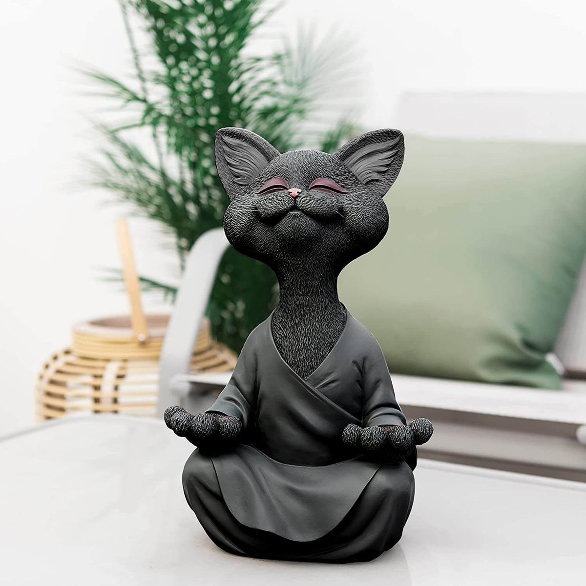Boeddha katten beeldje – materiaal: Hand Geschilderde Hars — afbeelding 3