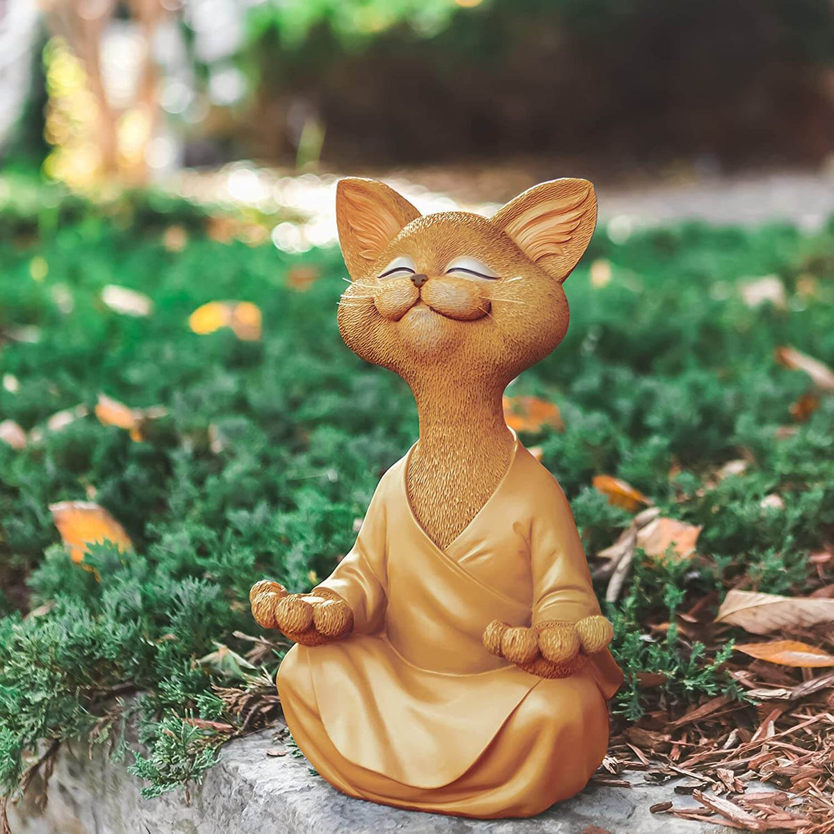Boeddha katten beeldje – materiaal: Hand Geschilderde Hars — afbeelding 4