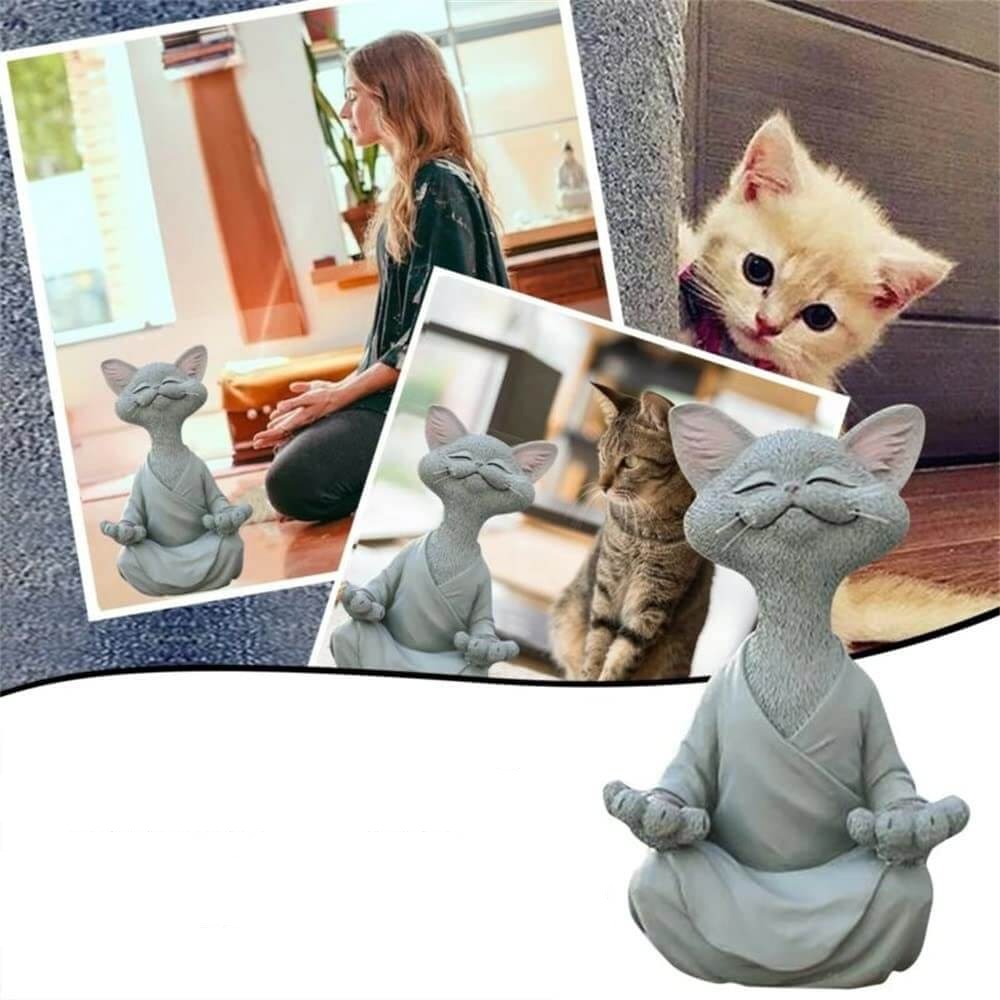 Boeddha katten beeldje – materiaal: Hand Geschilderde Hars — afbeelding 9