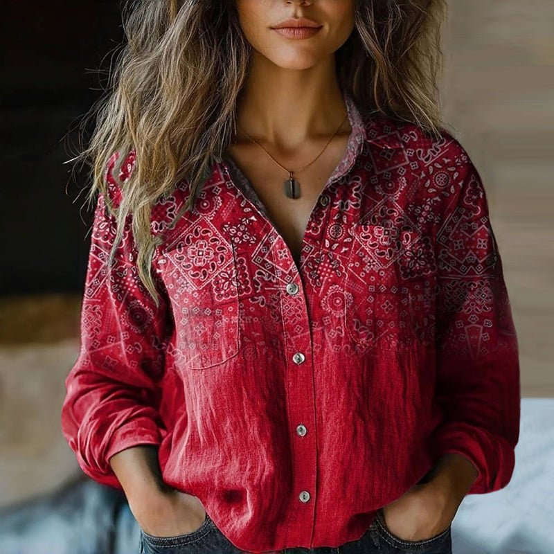 Manon | Damesblouse met paisleyprint en lange mouwen