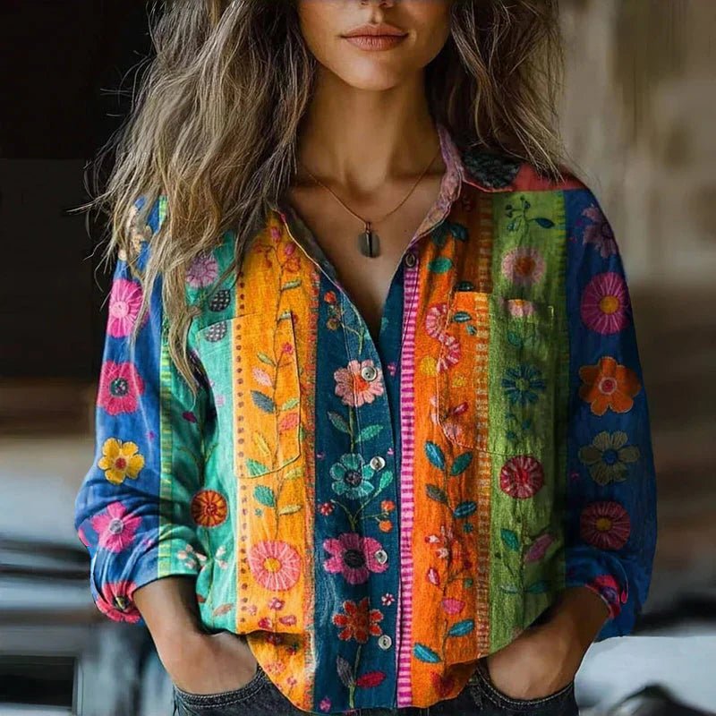 Manon | Damesblouse met paisleyprint en lange mouwen