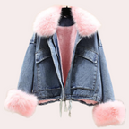 Warme denim winterjas voor dames