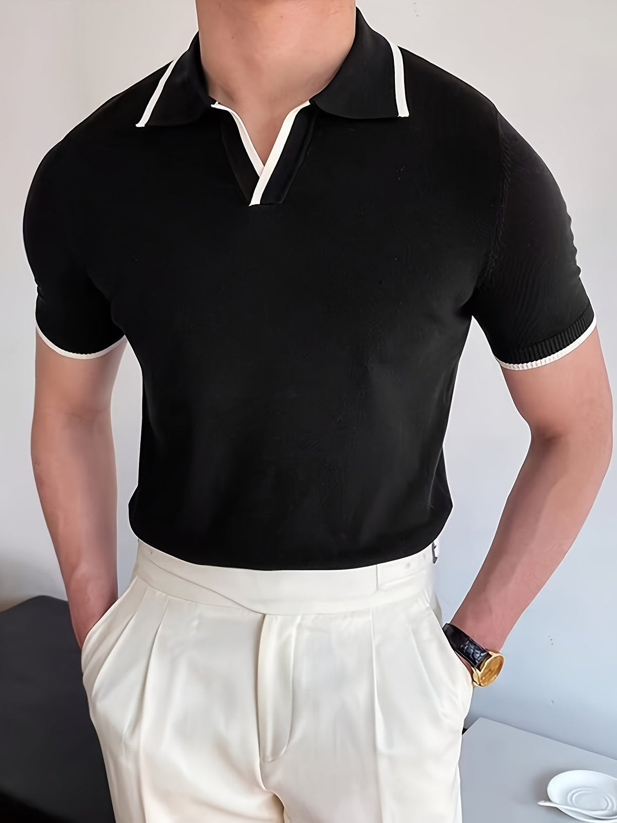 Zwarte heren polo