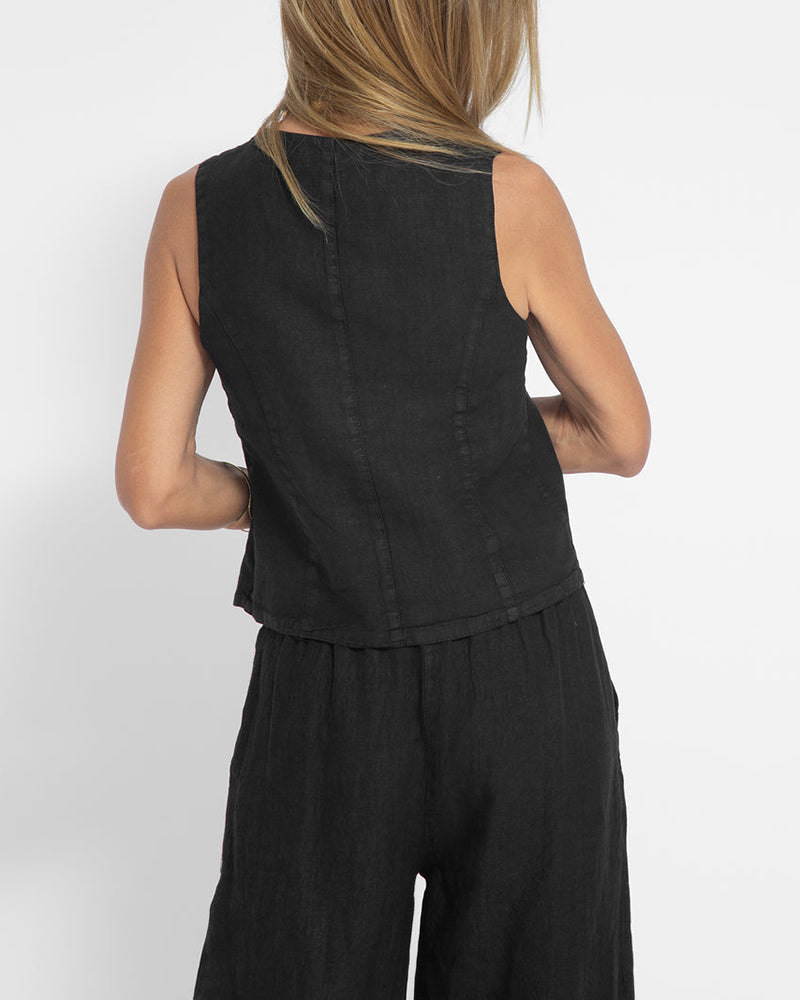 Linnen 2-Delige set met wijde broek en vest