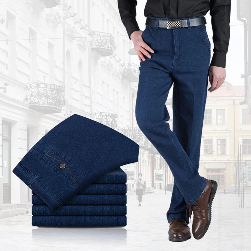 Herenjeans met hoge taille en rechte pijp