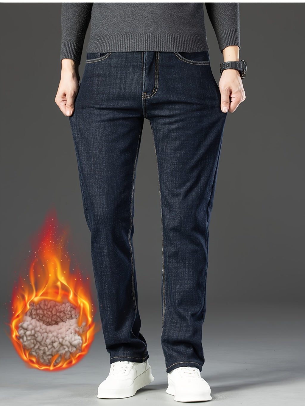 Warme heren winterjeans met fleecevoering