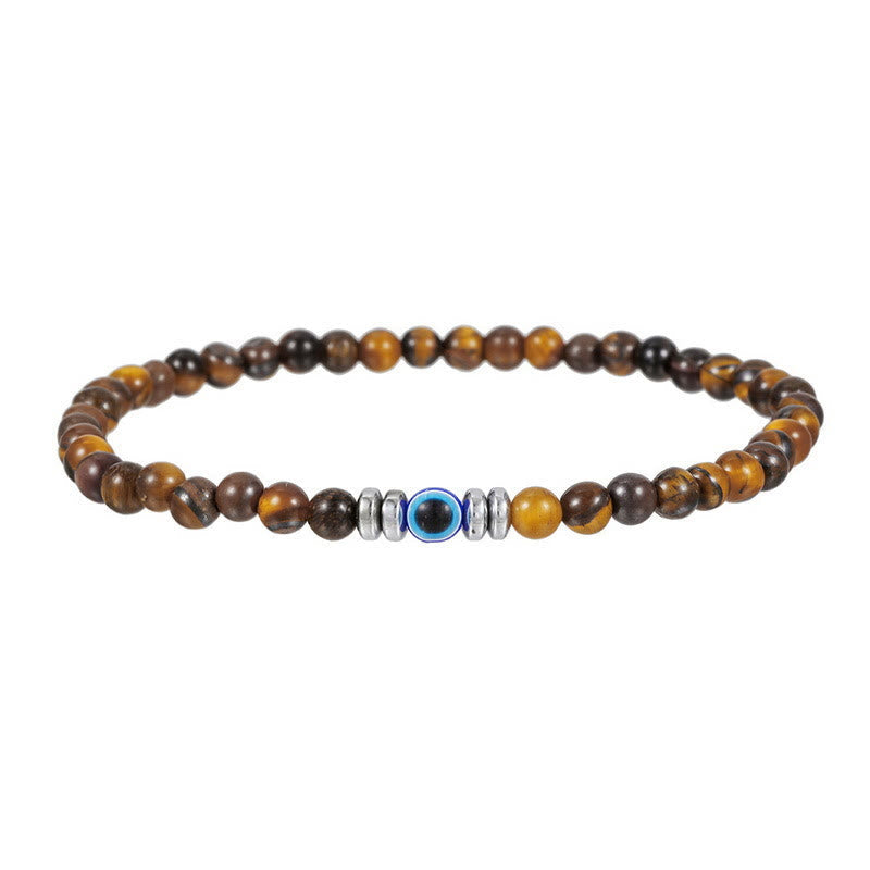 Mannen 4mm natuurlijke steen boze oog perlen armband