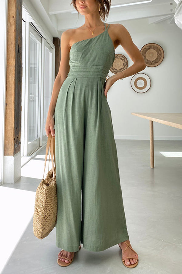 Mouwloze dames jumpsuit met losse pasvorm