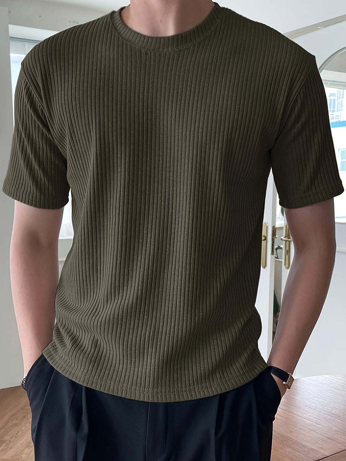 Luchtig groen heren T-shirt