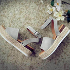 Dames plateau espadrille sandalen met sleehak & bandjes
