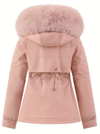 Dames winterjas met afneembare bontcapuchon