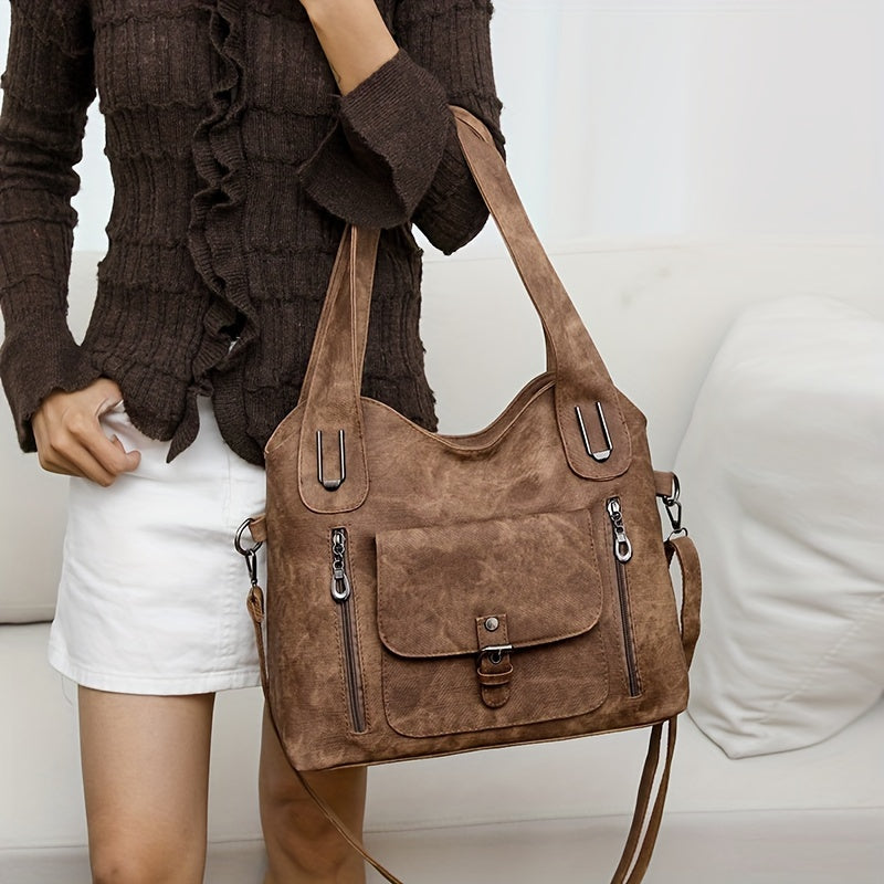 Vintage-Stijl vegan leren schoudertas
