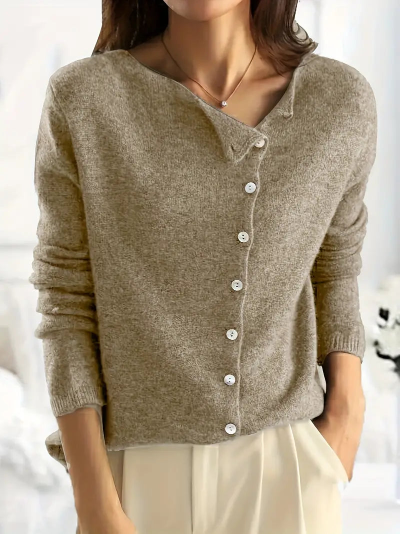 Effen asymmetrisch vest met knoopsluiting — afbeelding 14