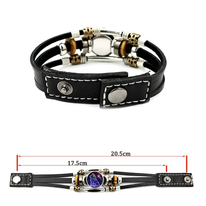 Lichtgevende zodiak armband – materiaal: Legering, Glas, Leder — afbeelding 16