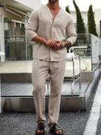 Beige linnen heren outfit