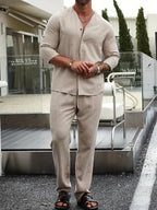 Beige linnen heren outfit