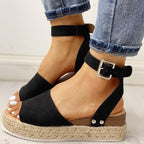Dames plateau espadrille sandalen met sleehak & bandjes
