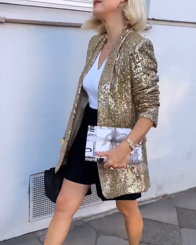 Gouden glitterjack met pailletten