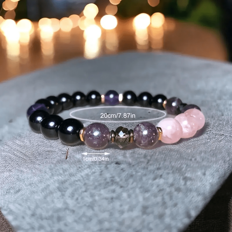 8mm rozenkwarts obsidiaan amethist kralenarmband