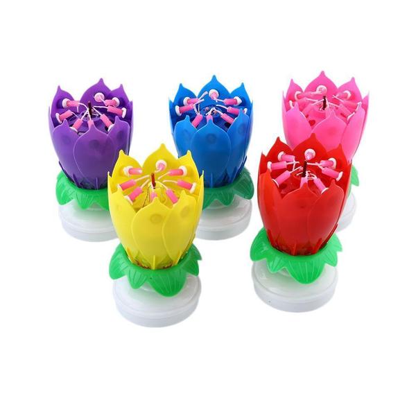 Musical candle – draaiende lotus kaars