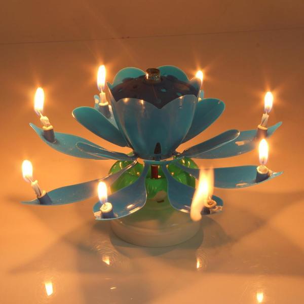 Musical candle – draaiende lotus kaars
