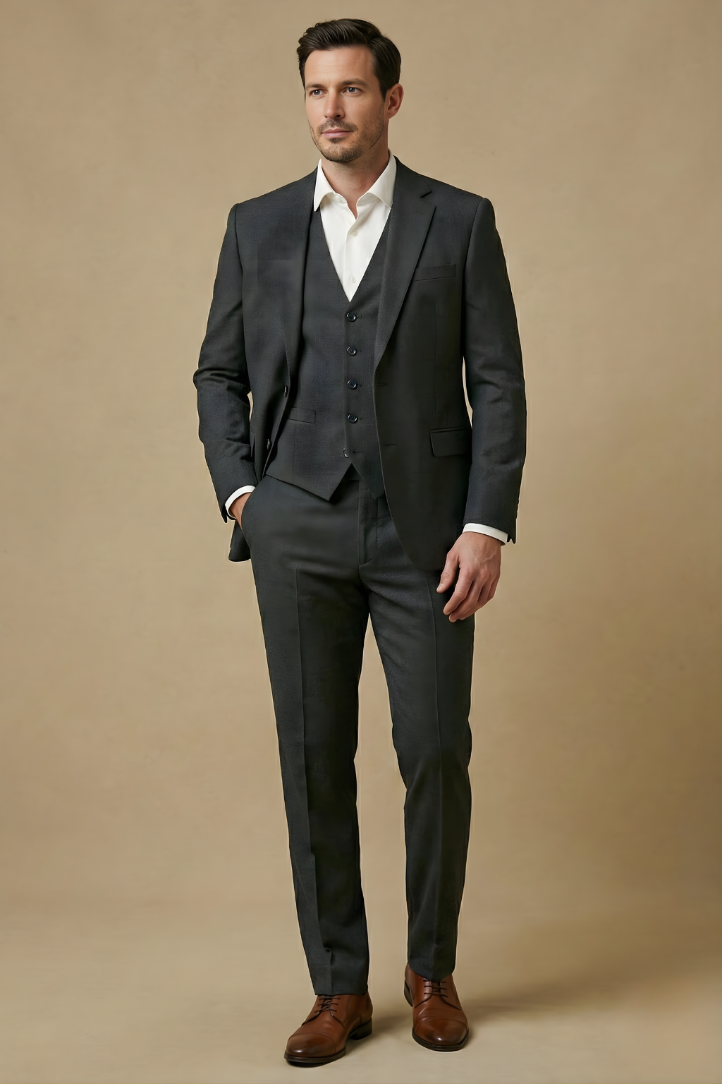 Ceyhun | Driedelig slim-fit herenpak met gilet en reverskraag